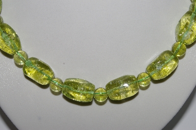 +MBA #B6-219  "14K White Gold Green Quartz Crystal Necklace"