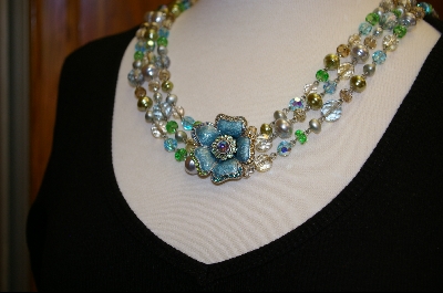 +Sweet Romance  Aqua Wild Roses Necklace