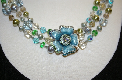 +Sweet Romance  Aqua Wild Roses Necklace
