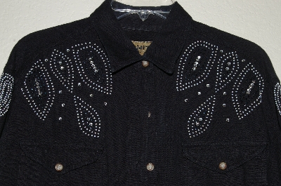 +MBAHB #19-028  "Ignite Basics 1980's One Of A Kind Hand Beaded Shirt"