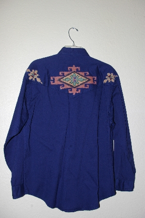 +MBAHB #19-213  "Manisha 1980's Blue One Of A Kind Hand Embelished Top"