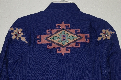 +MBAHB #19-213  "Manisha 1980's Blue One Of A Kind Hand Embelished Top"