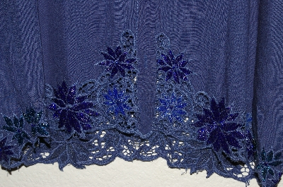 +MBAHB #19-199  "Jane Ashley 1990's Blue Rayon One Of A Kind Hand Beaded Top"