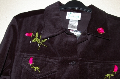 +MBAHB #19-175  "Quacker Factory Black Velvet Rose Embroidered Jacket"