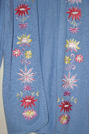 +MBAHB #19-129  "Victor Costa Blue Floral Embroidered Sweater Coat"