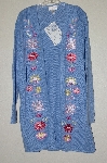 +MBAHB #19-129  "Victor Costa Blue Floral Embroidered Sweater Coat"