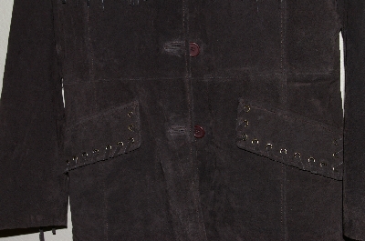 +MBAHB #19-134  "Excelled "Brown" Fringe & Whip Stitch Detailed Suede Jacket"