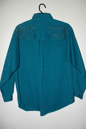 +MBAHB #19-068  "Full Steam Green One Of A Kind Hand Beaded Shirt"