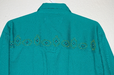 +MBAHB #19-075  "Full Steam Green Fancy Beaded One Of A Kind Shirt"