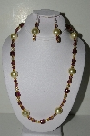 +MBAHB #19-458  "Yellow Glass Pearls, Purple Glass & Gold Glass Bead Necklace & Earring Set"