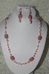 +MBAHB #19-239  "Pink Gemstone, Pink Glass Pearl & Pink Fire Polished Glass Bead Necklace & Earring Set"
