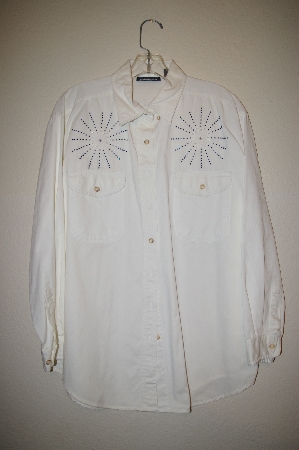 +MBAHB #25-069  "Manisha White One Of A Kind Hand Beaded Shirt"