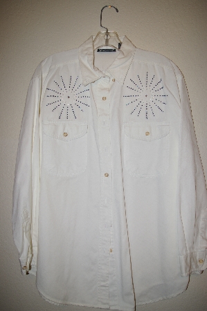 +MBAHB #25-069  "Manisha White One Of A Kind Hand Beaded Shirt"