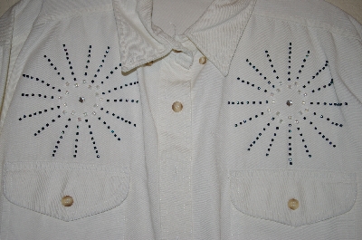 +MBAHB #25-069  "Manisha White One Of A Kind Hand Beaded Shirt"