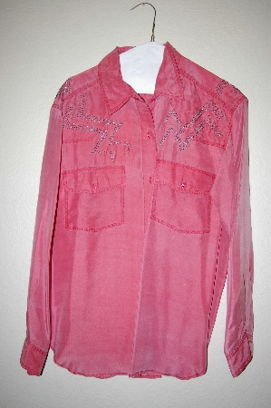 +MBAHB #25-079  "CW Peach Silk One Of A Kind Hand Beaded Top"