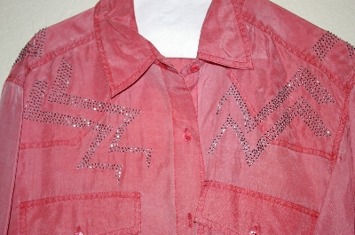 +MBAHB #25-079  "CW Peach Silk One Of A Kind Hand Beaded Top"