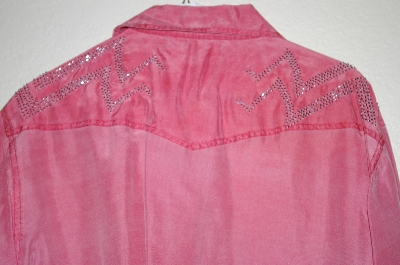 +MBAHB #25-079  "CW Peach Silk One Of A Kind Hand Beaded Top"