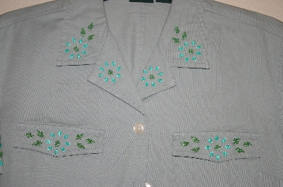 +MBAHB #25-074  "Hunt Club Green One Of A Kind Hand Beaded Top"