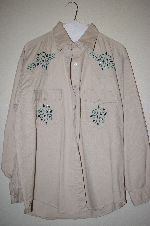 +MBAHB #25-028  "Manisha Tan Fancy Hand Beaded Western Style Shirt"