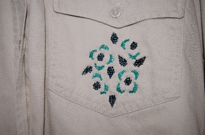 +MBAHB #25-028  "Manisha Tan Fancy Hand Beaded Western Style Shirt"