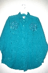 +MBAHB #25-004  "Full Steam DK Green Fancy Bead & Gemstone Embelished Shirt"