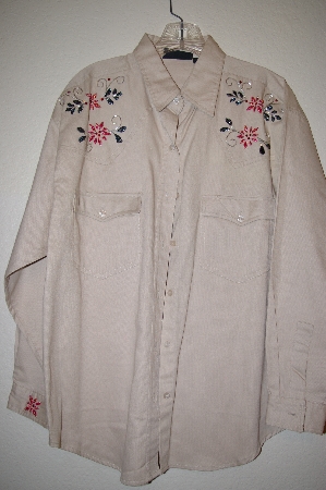 +MBAHB #25-164  "Manisha Tan Fancy Hand Beaded Western Style Shirt"