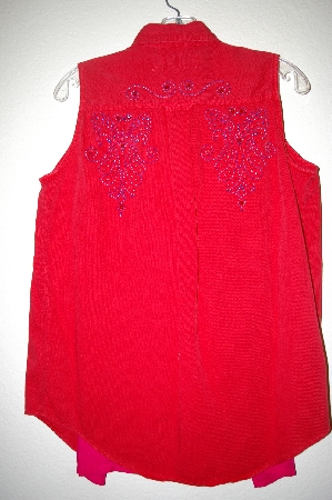 +MBAHB #25-119 "Anchor Blue Red Fancy Hand Beaded Sleveless Top"