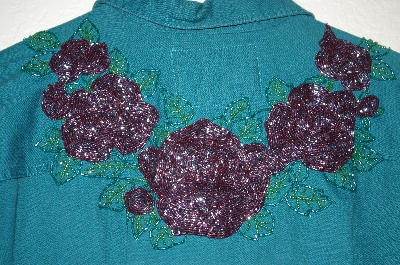 +MBAHB #25-142  "Levi's Men's Green Fancy "Rose" Hand Beaded Shirt"