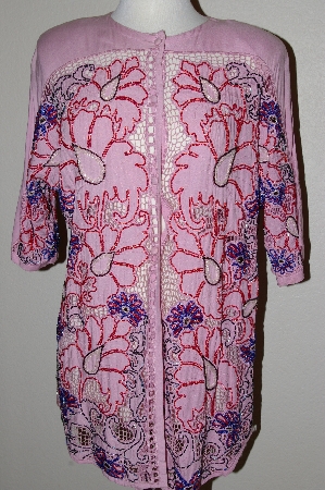 +MBAHB #13-083  "Star 1980's Pink One Of A Kind Hand Beaded Top"