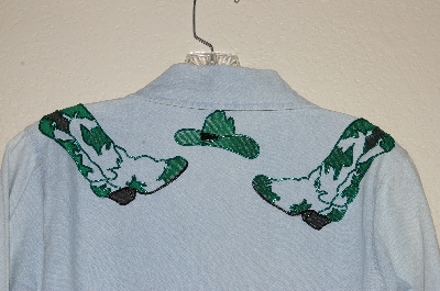 +MBAHB #13-069  "Retro 1980's One Of A Kind Hand Painted & Beaded Front Tie Shirt"