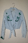 +MBAHB #13-069  "Retro 1980's One Of A Kind Hand Painted & Beaded Front Tie Shirt"