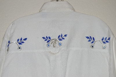 +MBAHB #13-034  "Manisha 1980's White One Of A Kind Hand Beaded Shirt"