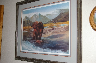 +MBA #FL9-038  "Framed Bear Lithograph By Artist R.D. McDonald 1982