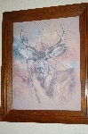 +MBA #FL9-022  "1978 Framed Deer Head Lithograph" By Artist K.Maroon