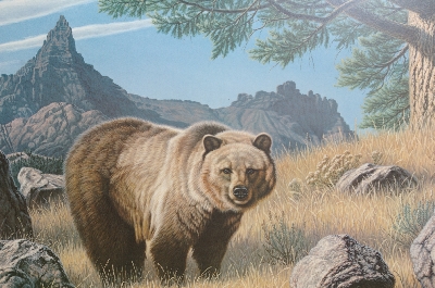 +MBA #FL8-005    "Bear Lithograph" 1989  By Artist Paul Krapf