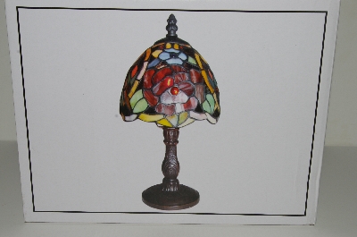 +MBAHB #10-444  "2003 Tiffany Style Rose Stained Glass Accent Lamp"