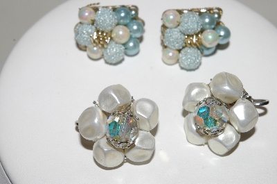 +MBA #88-081  "Lot Of (2) Pairs Of Vintage Clip On Bead Earrings"