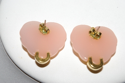 +MBA #88-200  "Avon Fancy Heart Pink Acrylic Pierced Earrings"
