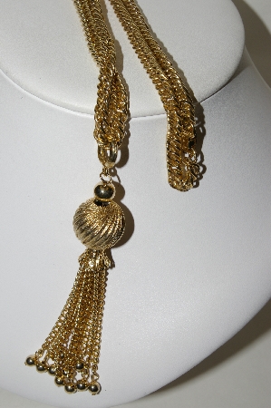 +MBA #88-161  "Gold Plated Chain With Fancy Tassle Pendant Necklace"