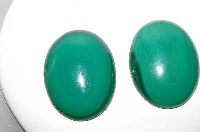 +MBA #88-083  "Set Of 2 Large Oval Malacite Cabachons"