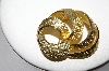 +MBA #88-350  "BSK Yellow Gold Finish Fancy Brooch With Clear Crystal Rhinestones"