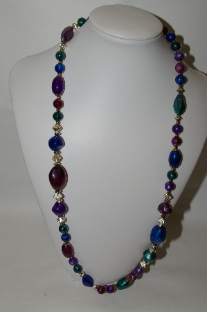 +MBA #88-613   "Blue, Purple & Green Acrylic Bead Necklace"