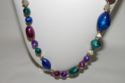 +MBA #88-613   "Blue, Purple & Green Acrylic Bead Necklace"