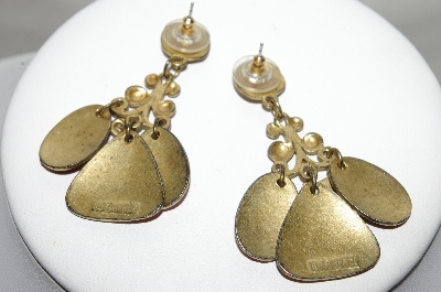 +MBA #88-195  "Berrbi Gold Tone Fancy Enameled Pierced Earrings"