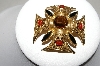 +MBA #88-506  "Florenza Fancy Large Gold Tone Maltese Cross Brooch/Pendant Combo"
