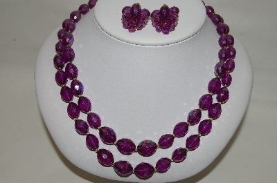+MBA #88-463  "Fancy Purple Lucite Bead Necklace & Earring Set"