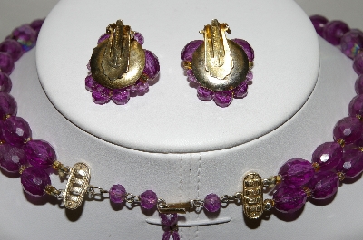 +MBA #88-463  "Fancy Purple Lucite Bead Necklace & Earring Set"