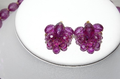 +MBA #88-463  "Fancy Purple Lucite Bead Necklace & Earring Set"