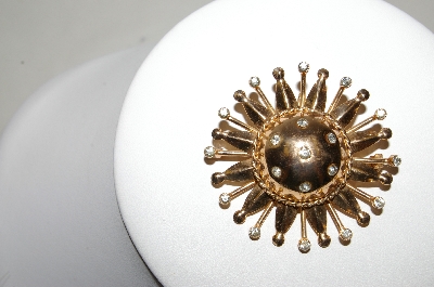 +MBA #88-609  "En Zell Vermeil Sterling Fancy Pin/Pendant With Crystal Rhinestones"