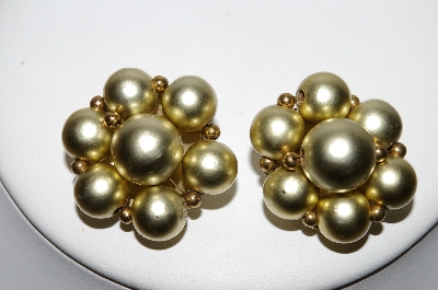 +MBA #88-191  "Marvella  Goldtone Acrylic Bead Clip On Earrings"